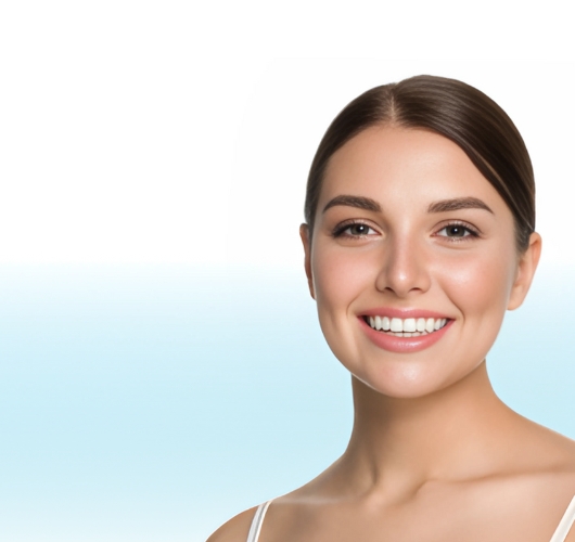 Woman smiling confidently, showing bright white teeth